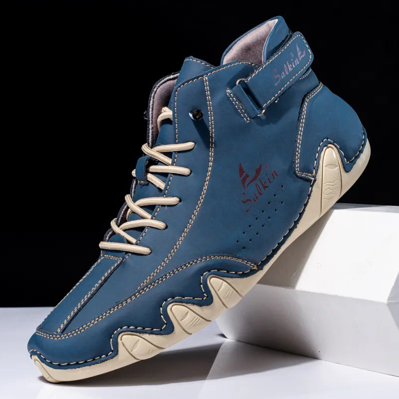 Męskie buty typu high-top z falistą podeszwą i przeszyciami