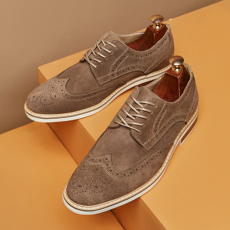 Męskie buty sznurowane z wzorem wingtip i perforacjami brogue