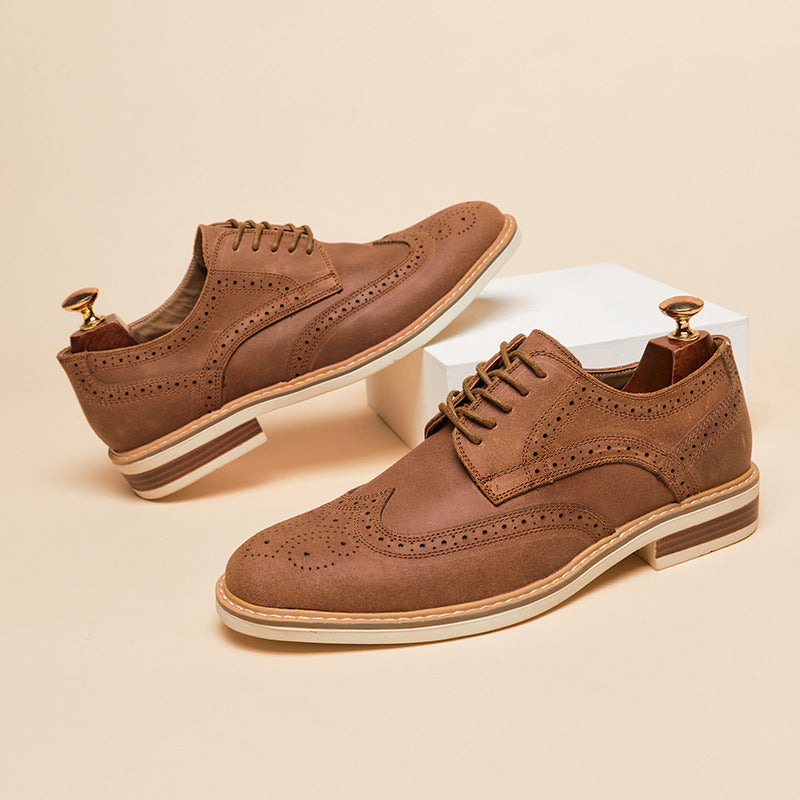 Męskie buty sznurowane z wzorem wingtip i perforacjami brogue