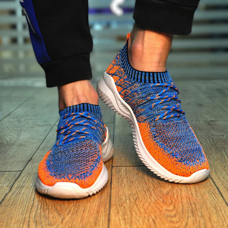 Męskie sneakersy z siateczki z elastycznym kołnierzem i gumową podeszwą