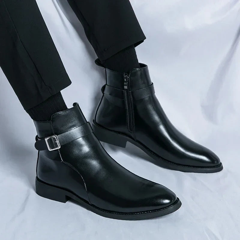 Męskie buty typu Chelsea z bocznym zamkiem i gumową podeszwą