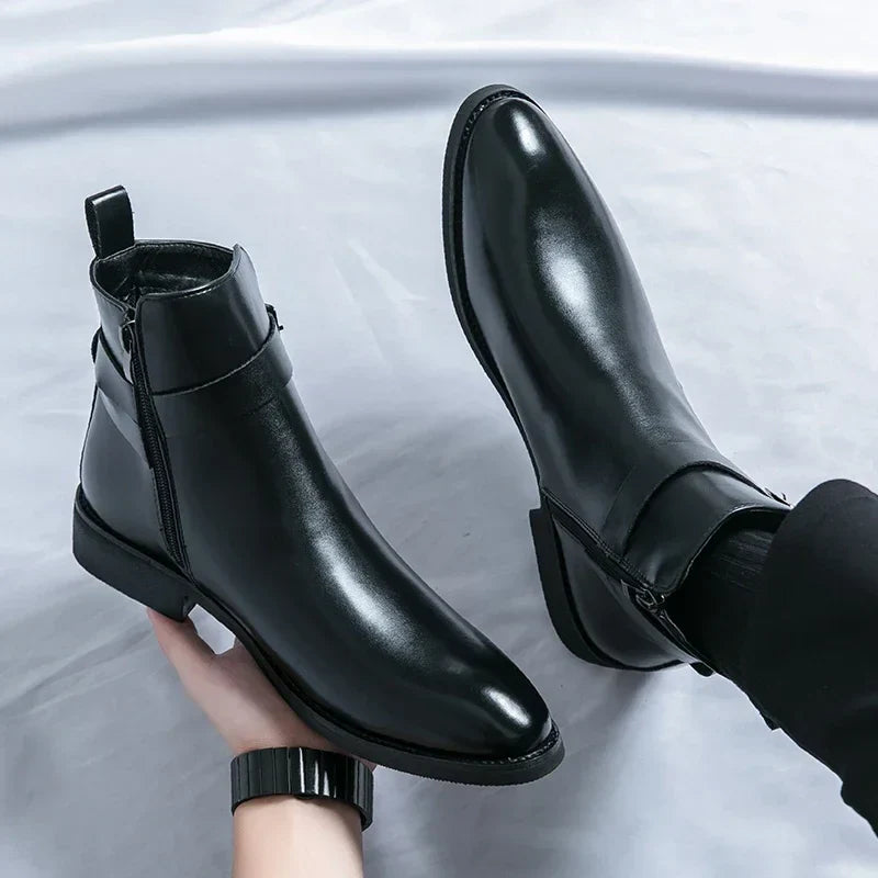 Męskie buty typu Chelsea z bocznym zamkiem i gumową podeszwą