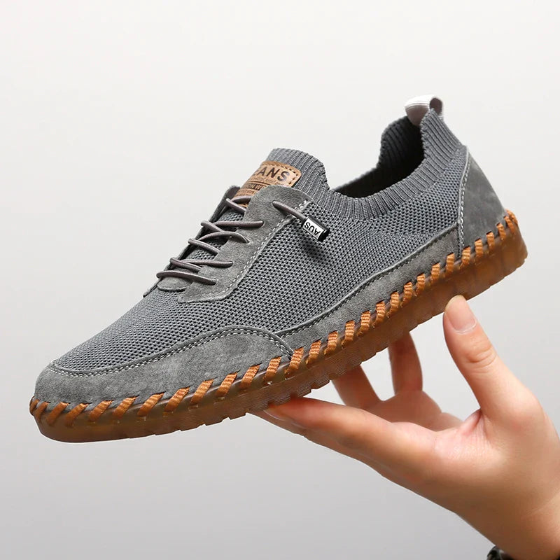 Męskie Sneakersy Mesh ze Sznurowaniem, Wkładką EVA i Gumową Podeszwą