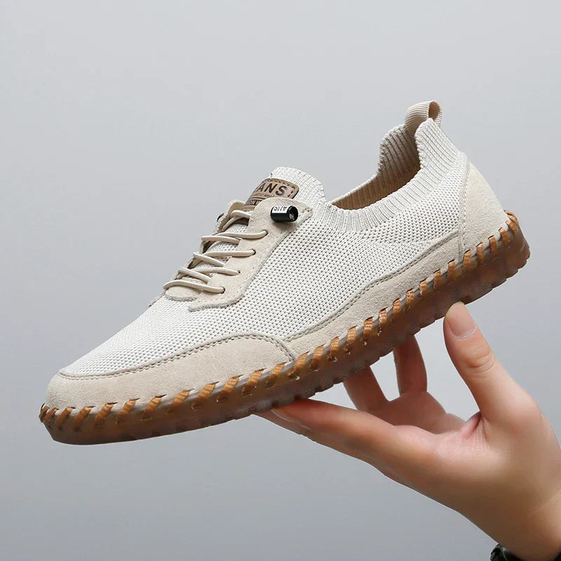 Męskie Sneakersy Mesh ze Sznurowaniem, Wkładką EVA i Gumową Podeszwą