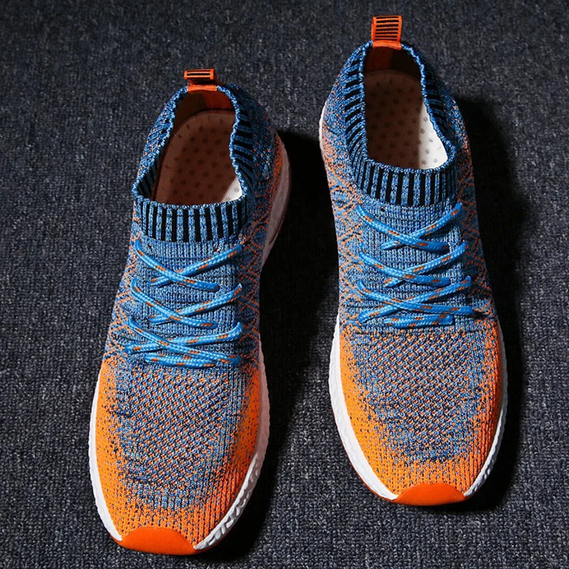Męskie sneakersy z siateczki z elastycznym kołnierzem i gumową podeszwą