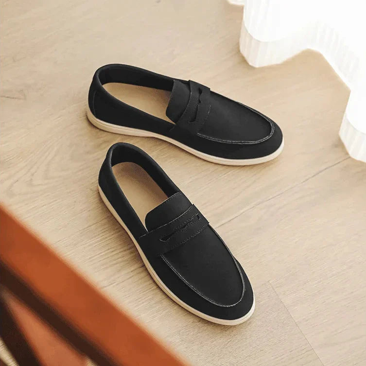 Męskie Loafersy Zamszowe z Ręcznym Szyciem i Wyściełaną Wkładką