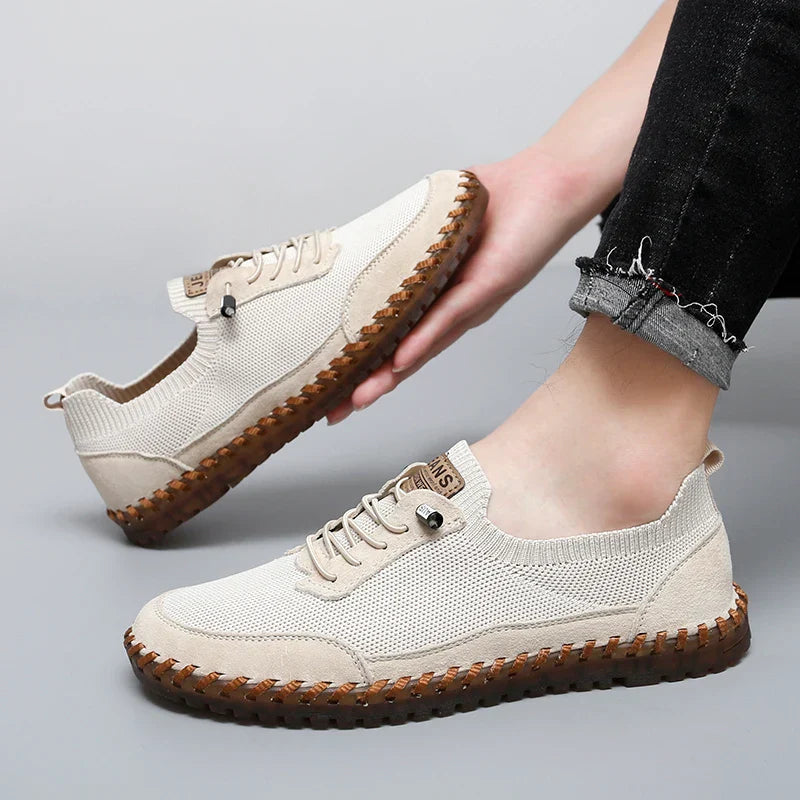 Męskie Sneakersy Mesh ze Sznurowaniem, Wkładką EVA i Gumową Podeszwą