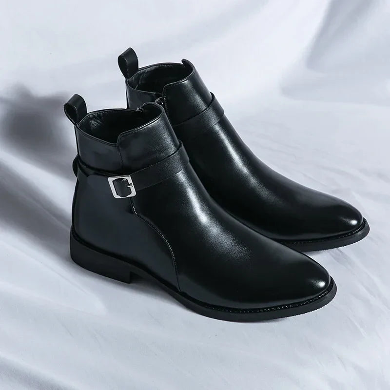 Męskie buty typu Chelsea z bocznym zamkiem i gumową podeszwą