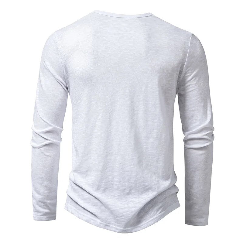 Męska Koszulka Henley Slim Fit z Długim Rękawem
