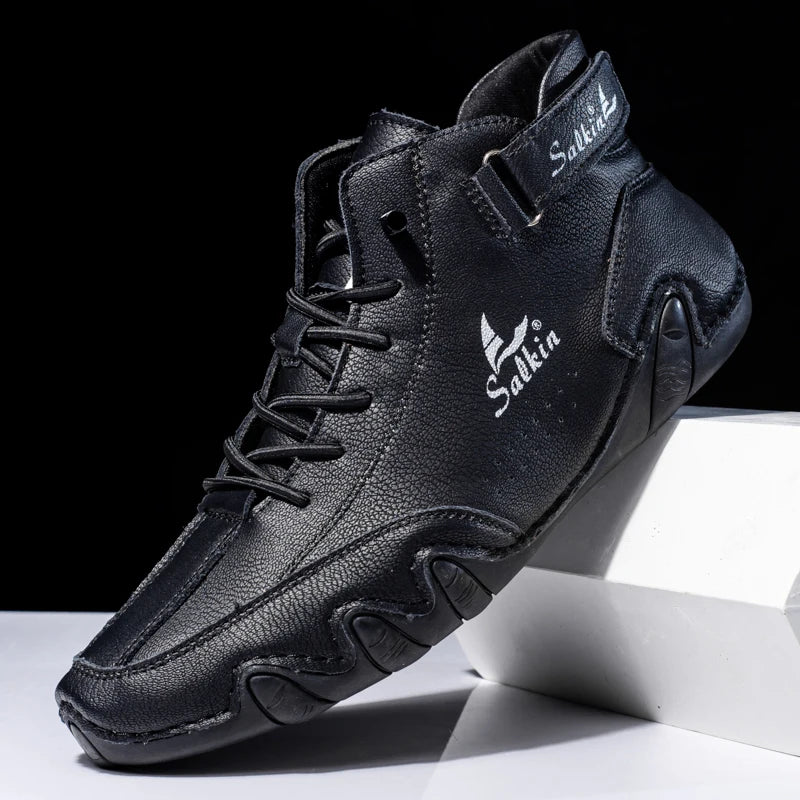 Męskie buty typu high-top z falistą podeszwą i przeszyciami
