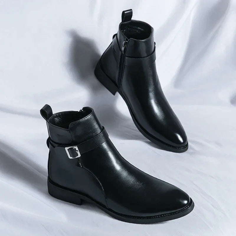 Męskie buty typu Chelsea z bocznym zamkiem i gumową podeszwą