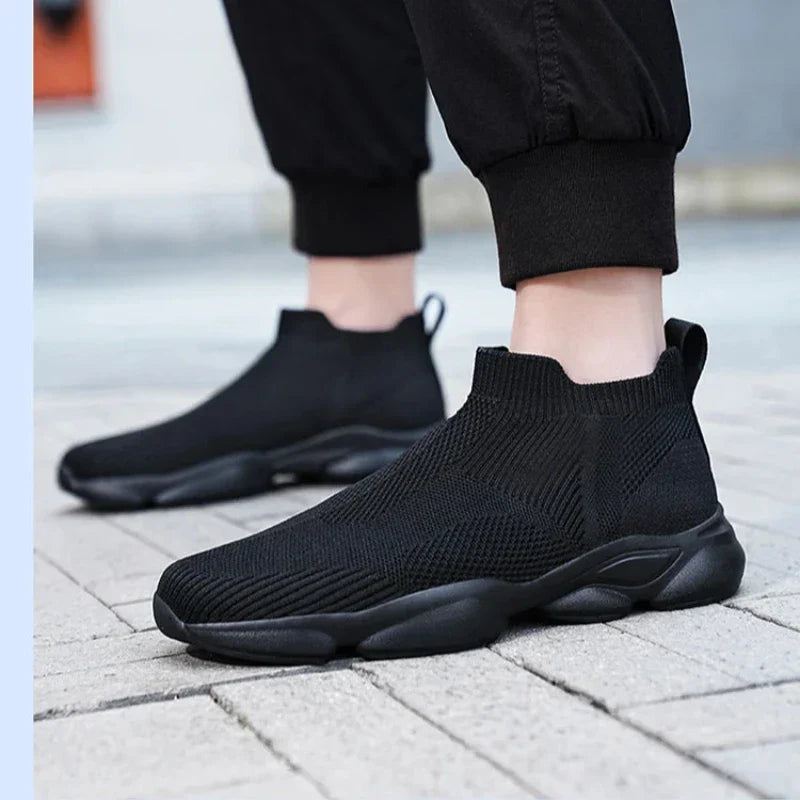 Męskie Sneakersy w Stylu Skarpety z Dzianinową Cholewką i Antypoślizgową Podeszwą