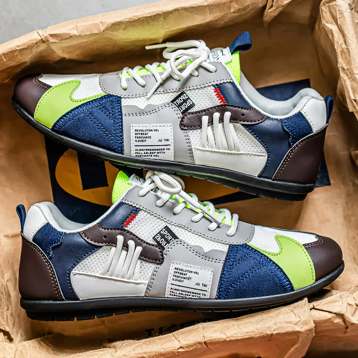 Męskie Sneakersy Mesh z Wieloma Panelami i Sznurowaniem
