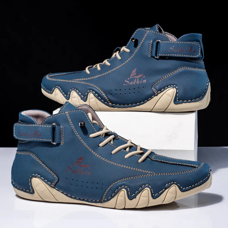 Męskie buty typu high-top z falistą podeszwą i przeszyciami