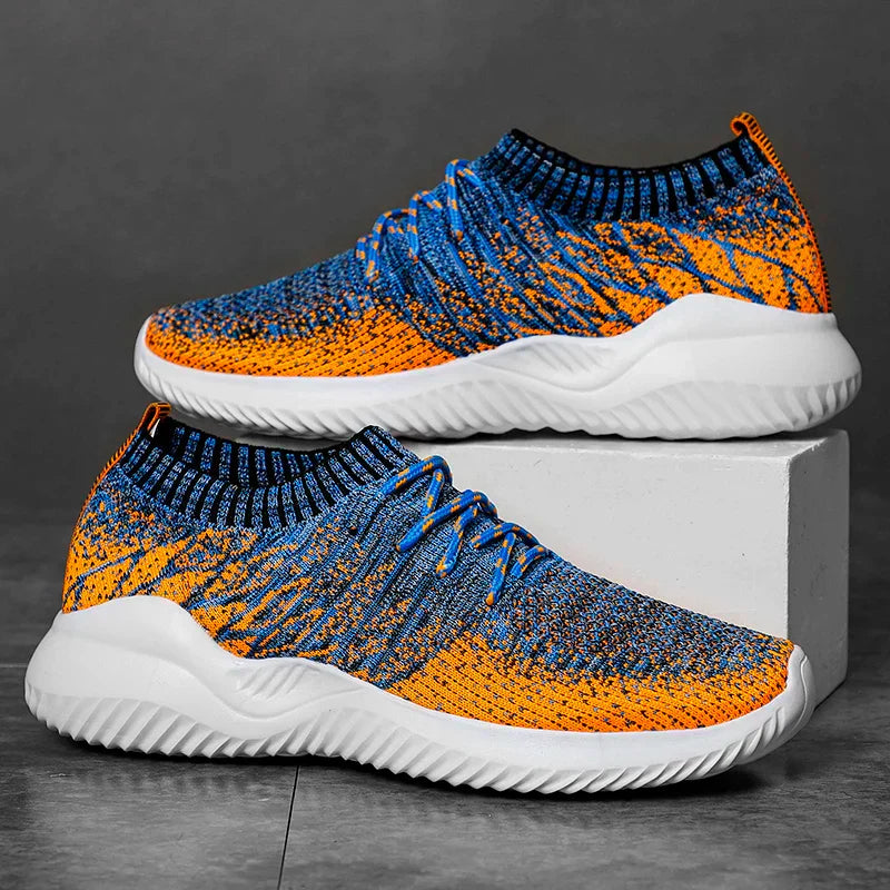 Męskie sneakersy z siateczki z elastycznym kołnierzem i gumową podeszwą