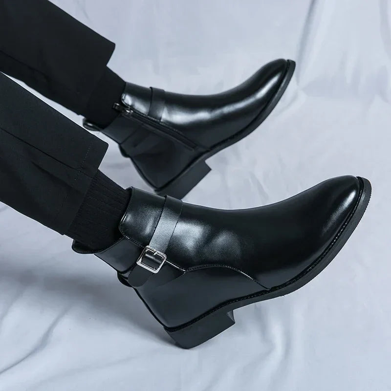 Męskie buty typu Chelsea z bocznym zamkiem i gumową podeszwą