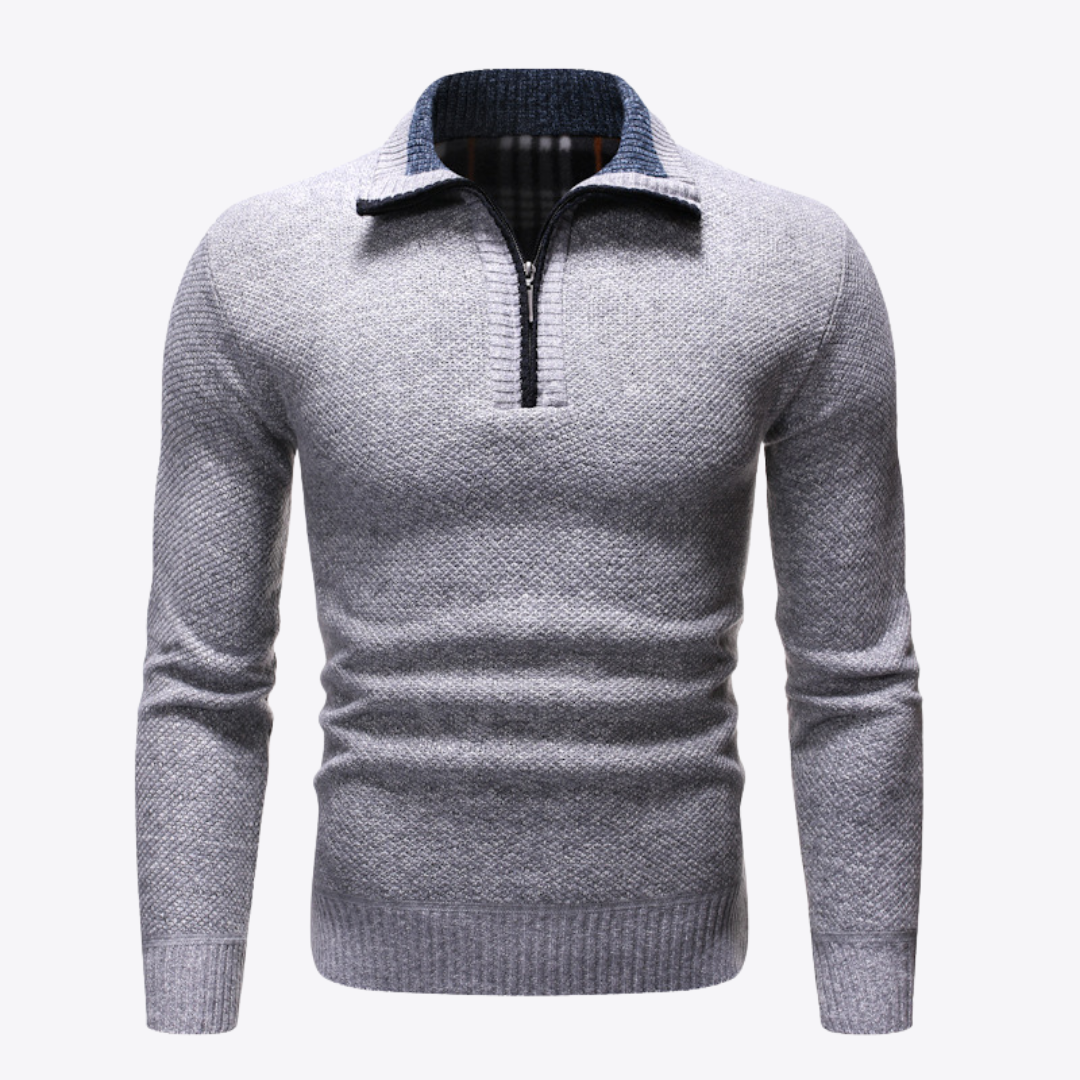 Męski sweter z kołnierzem klapowym o strukturalnym designie