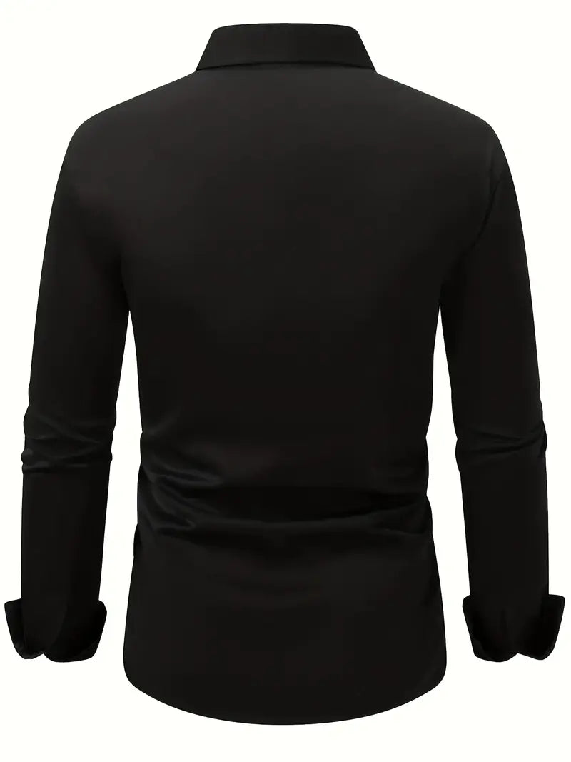 Męska Koszula z Długim Rękawem Slim Fit z Oddychającego Materiału