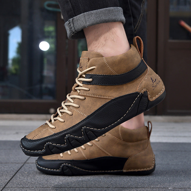 Męskie sneakersy z falowaną podeszwą i kontrastowymi panelami