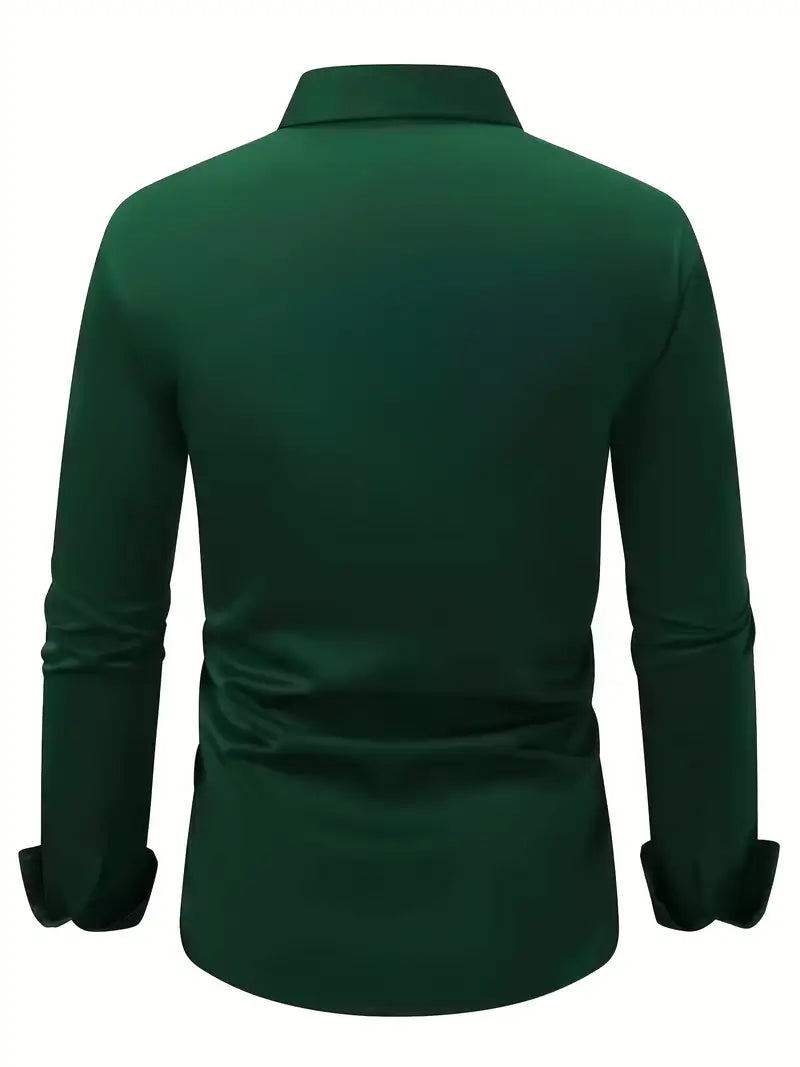 Męska Koszula z Długim Rękawem Slim Fit z Oddychającego Materiału