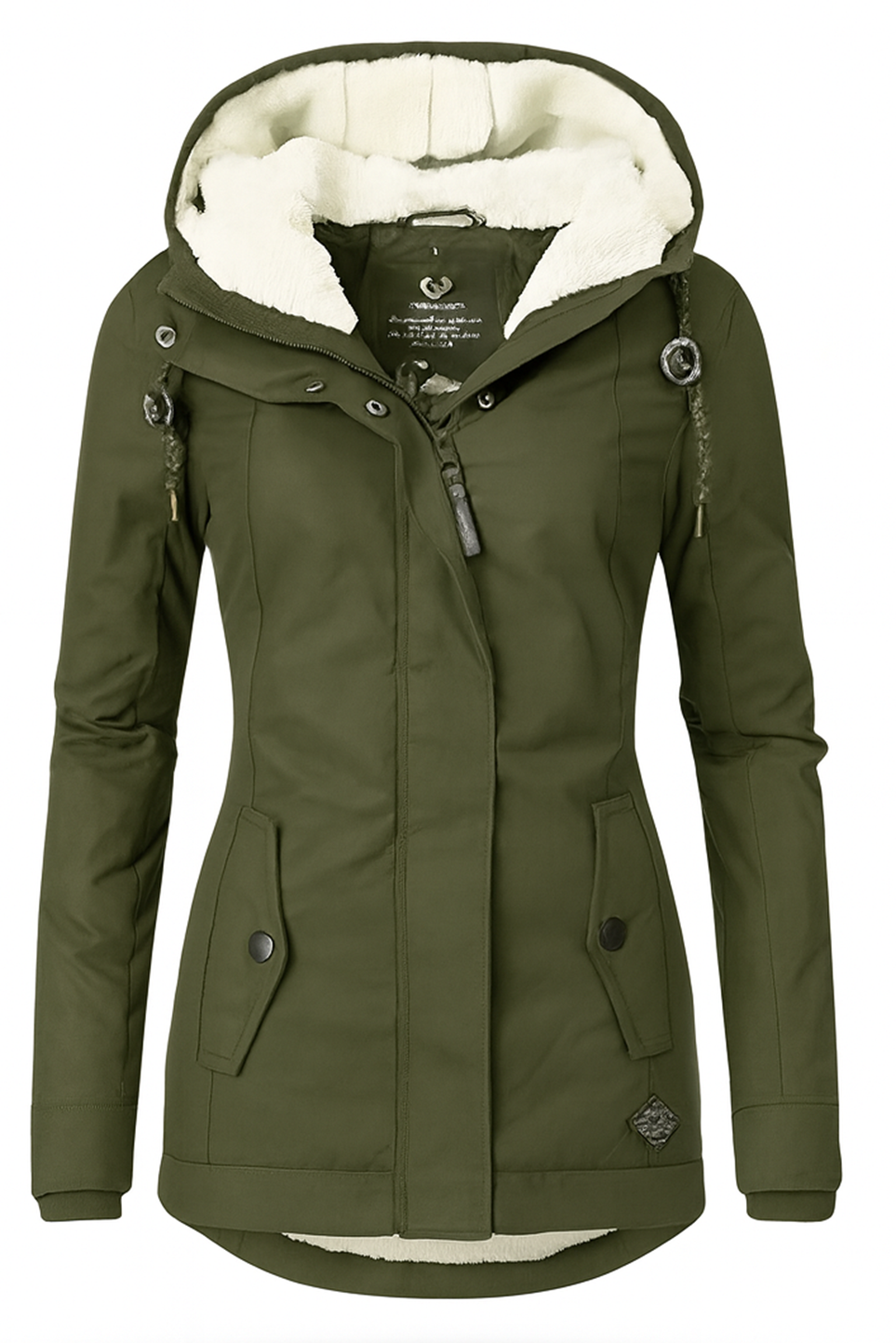Damska Zimowa Kurtka Wodoodporna z Pluszową Podszewką i Odpinanym Kapturem