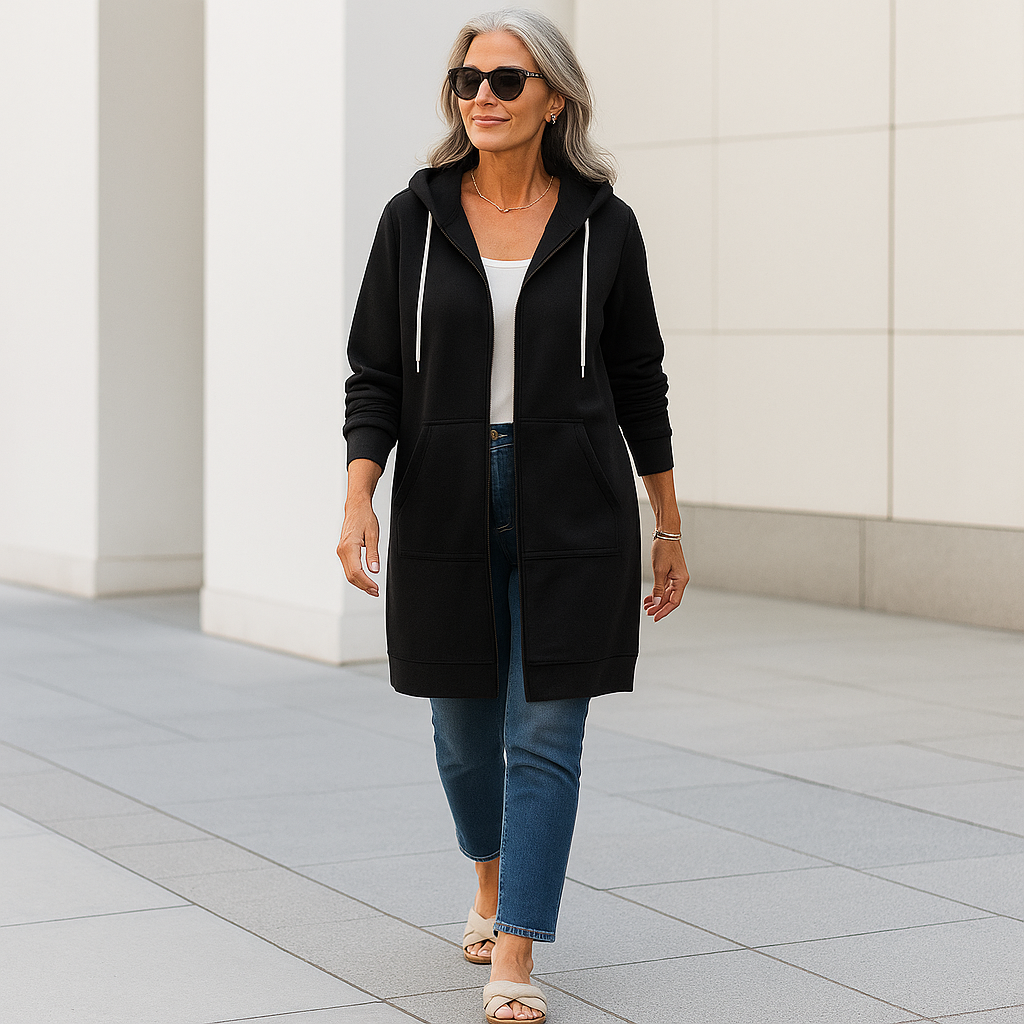 Damska Bluza z Kapturem z Kieszeniami z Przodu