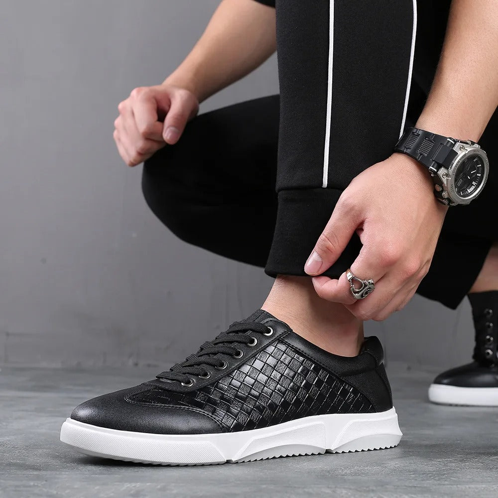 Męskie wsuwane sneakersy w kratę z amortyzowaną wkładką