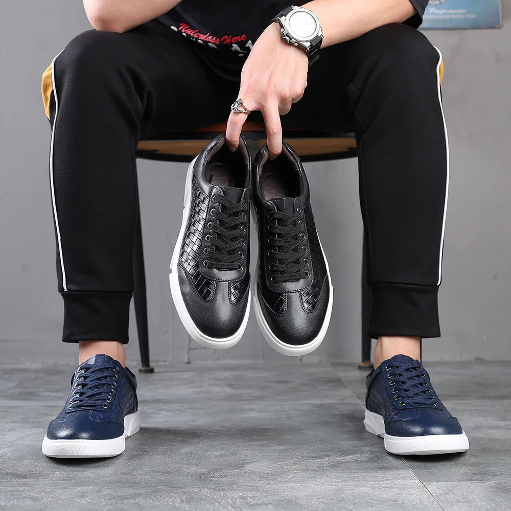 Męskie wsuwane sneakersy w kratę z amortyzowaną wkładką