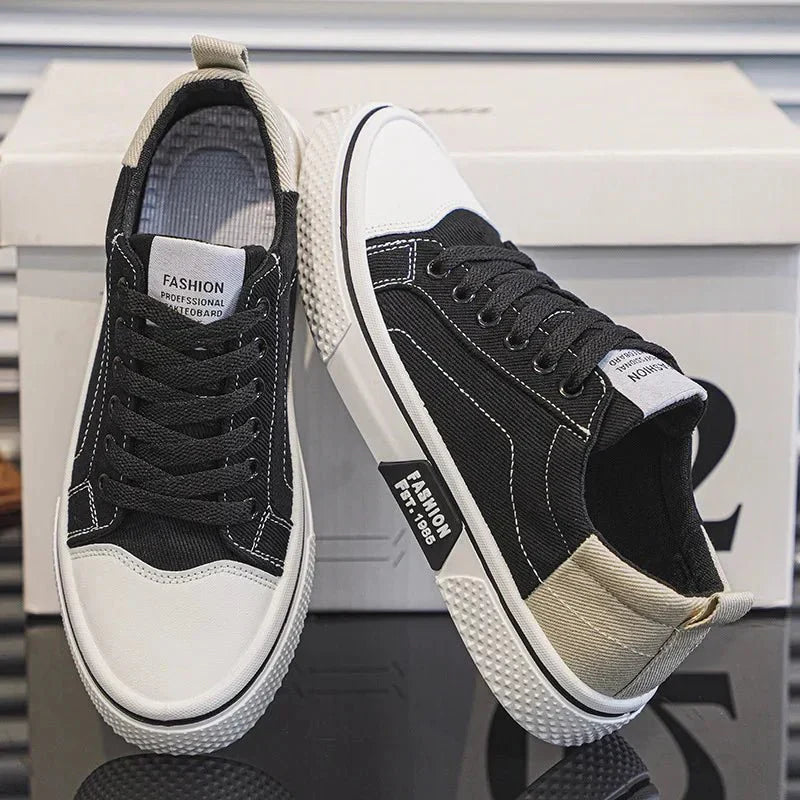 Męskie sneakersy z płócienną cholewką i gumową podeszwą