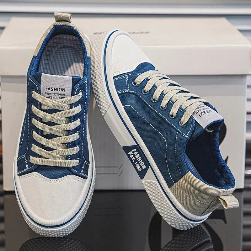 Męskie sneakersy z płócienną cholewką i gumową podeszwą