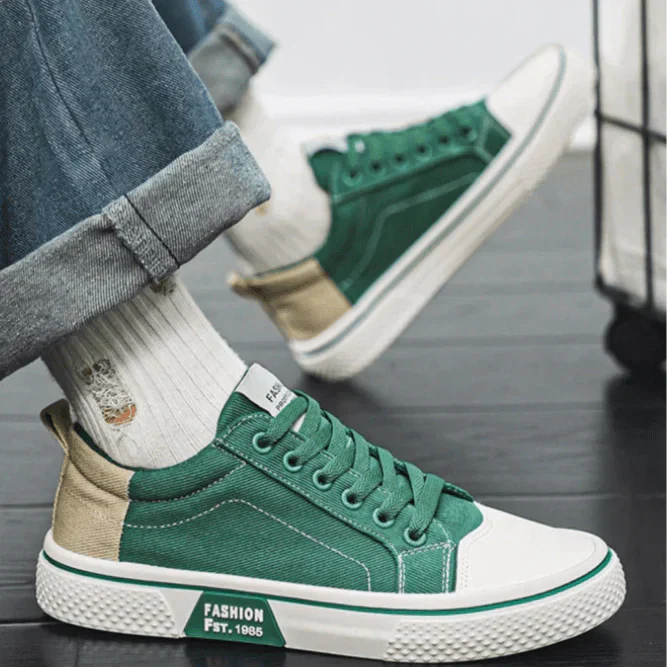 Męskie sneakersy z płócienną cholewką i gumową podeszwą