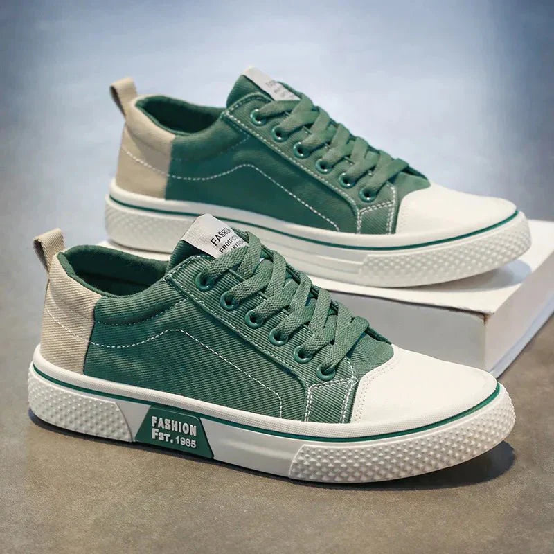Męskie sneakersy z płócienną cholewką i gumową podeszwą