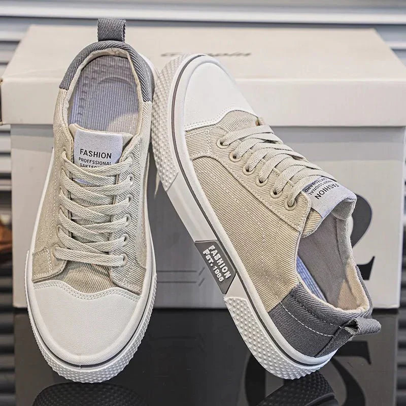Męskie sneakersy z płócienną cholewką i gumową podeszwą