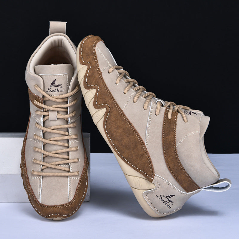 Męskie sneakersy z falowaną podeszwą i kontrastowymi panelami